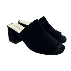 Jeffrey Campbell Women's Size 7.5 Black Suede Open-Toe Leather Mules